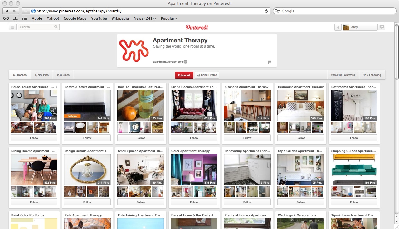 Pinterest for business example profile