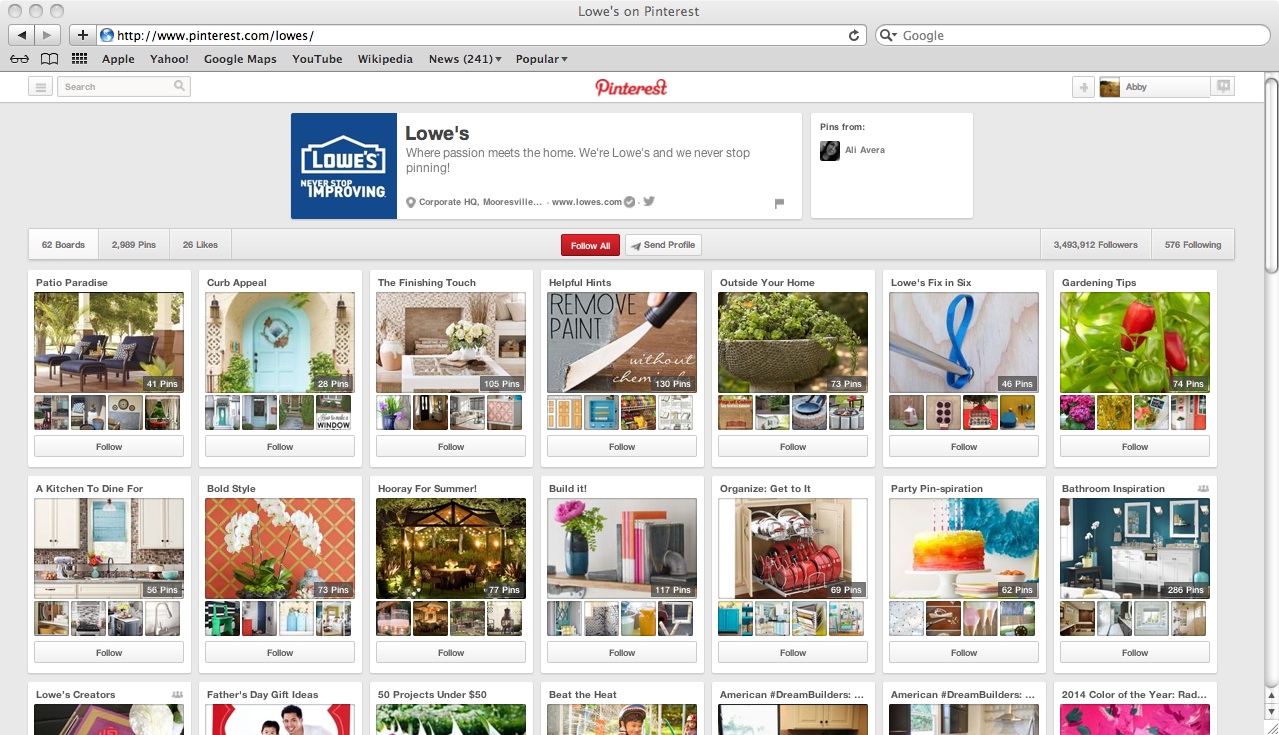 Business Pinterest Example