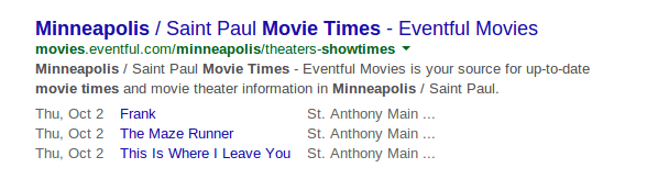 rich snippet example of saint paul movie times